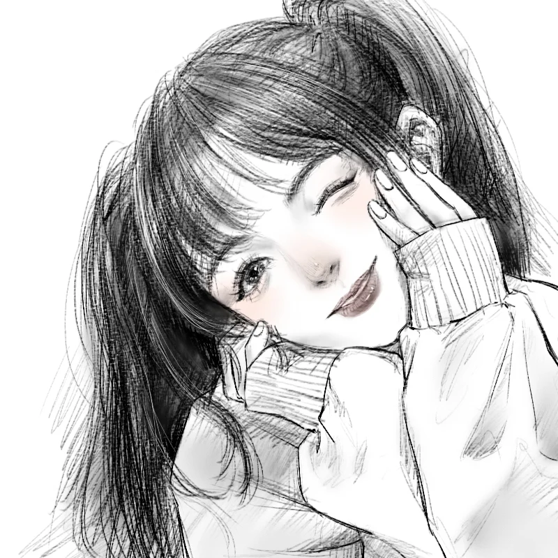 临摹控笔练习【69-100】女头像