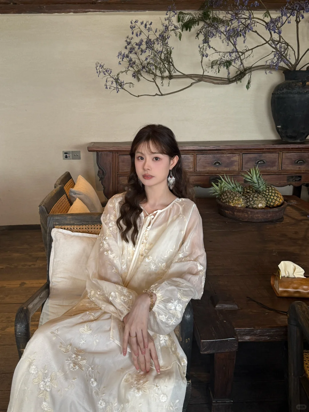 一眼沦陷|新中式国风刺绣白裙，温柔白月光