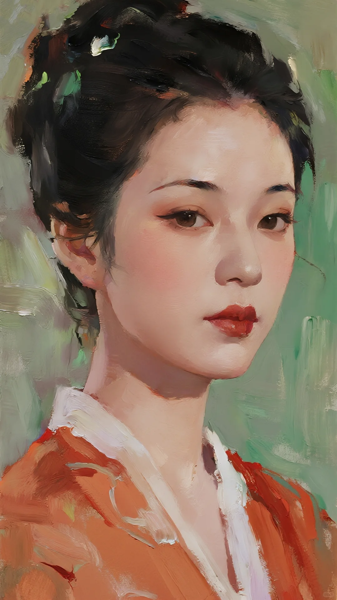 油画🖼️里的东方韵味美女，🌷美到失语