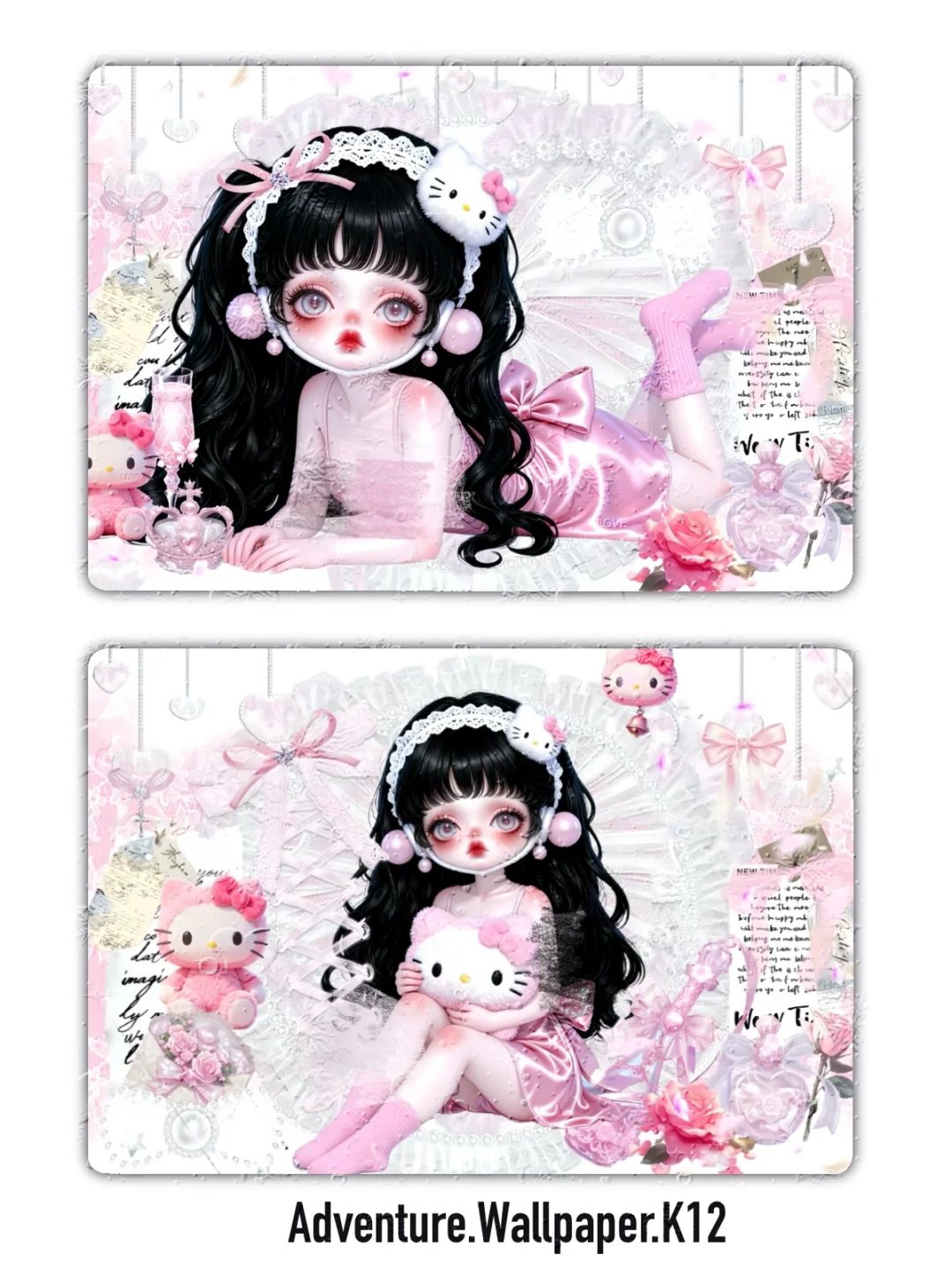 粉色Kitty和甜妹的梦幻联动！Sp壁纸