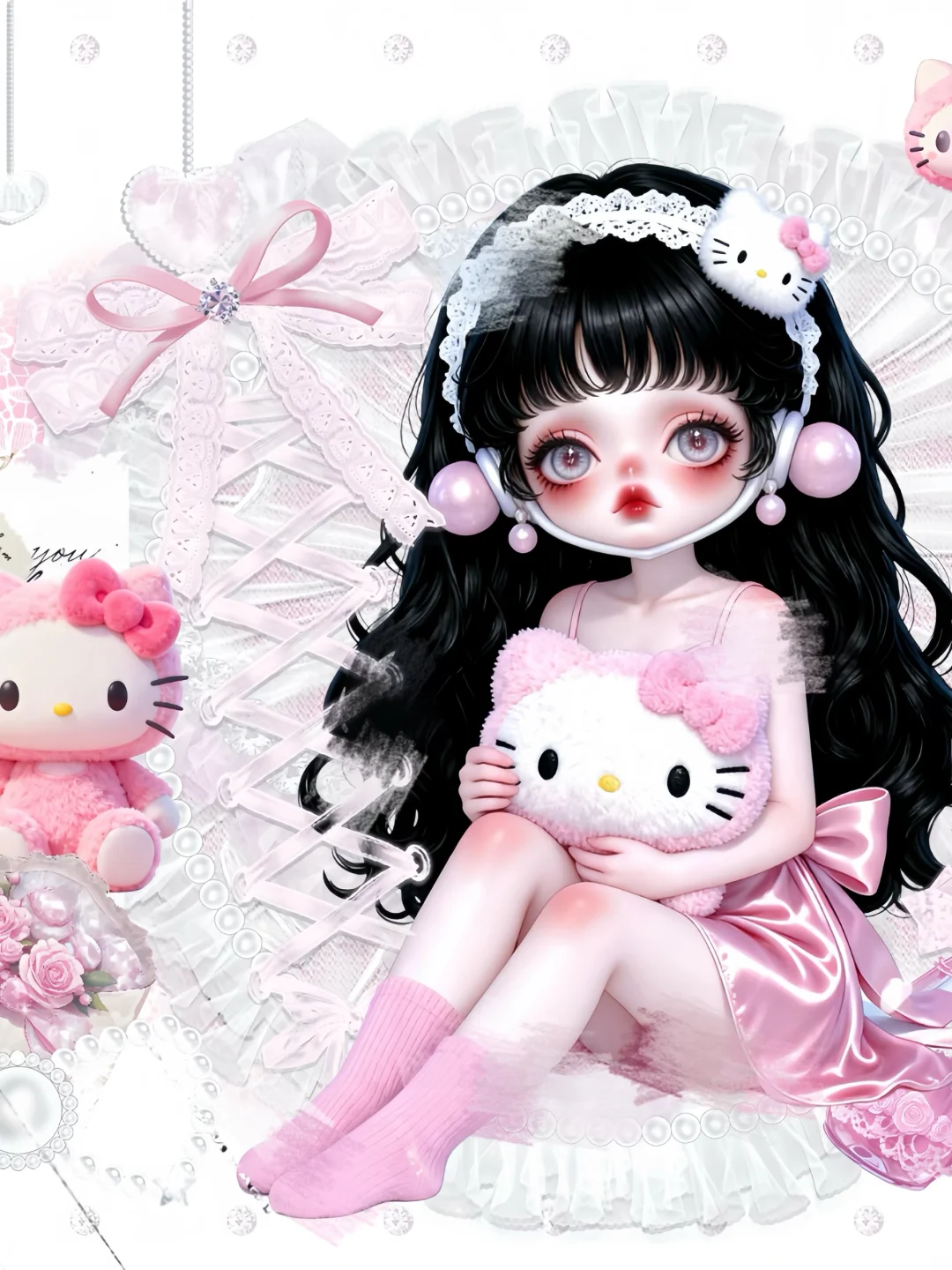 粉色Kitty和甜妹的梦幻联动！Sp壁纸