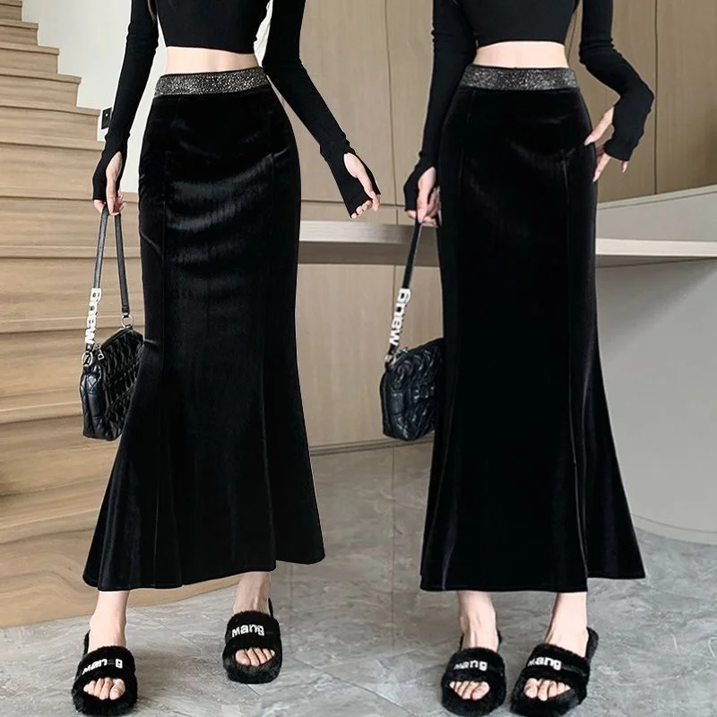 💎2025春秋新款｜高腰烫钻包臀半身裙