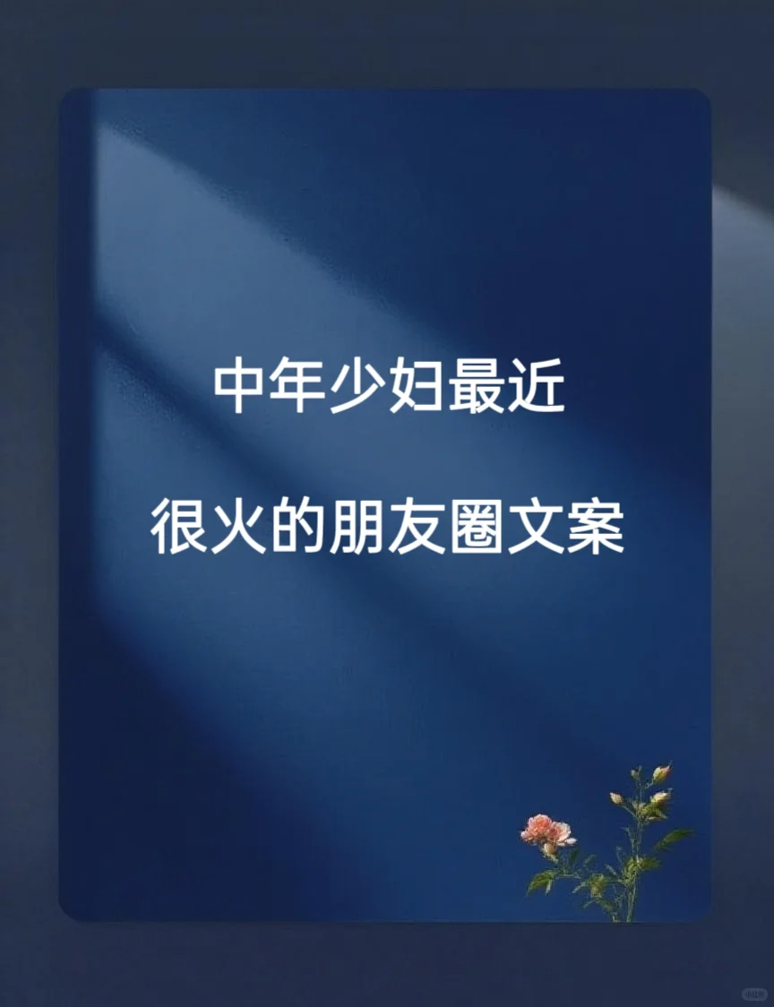“中年少妇的，最近很火朋友圈文案”