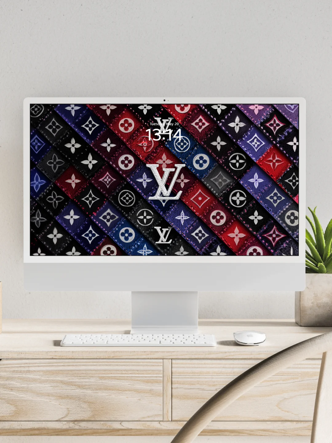 LV壁纸 l 红蓝撞色