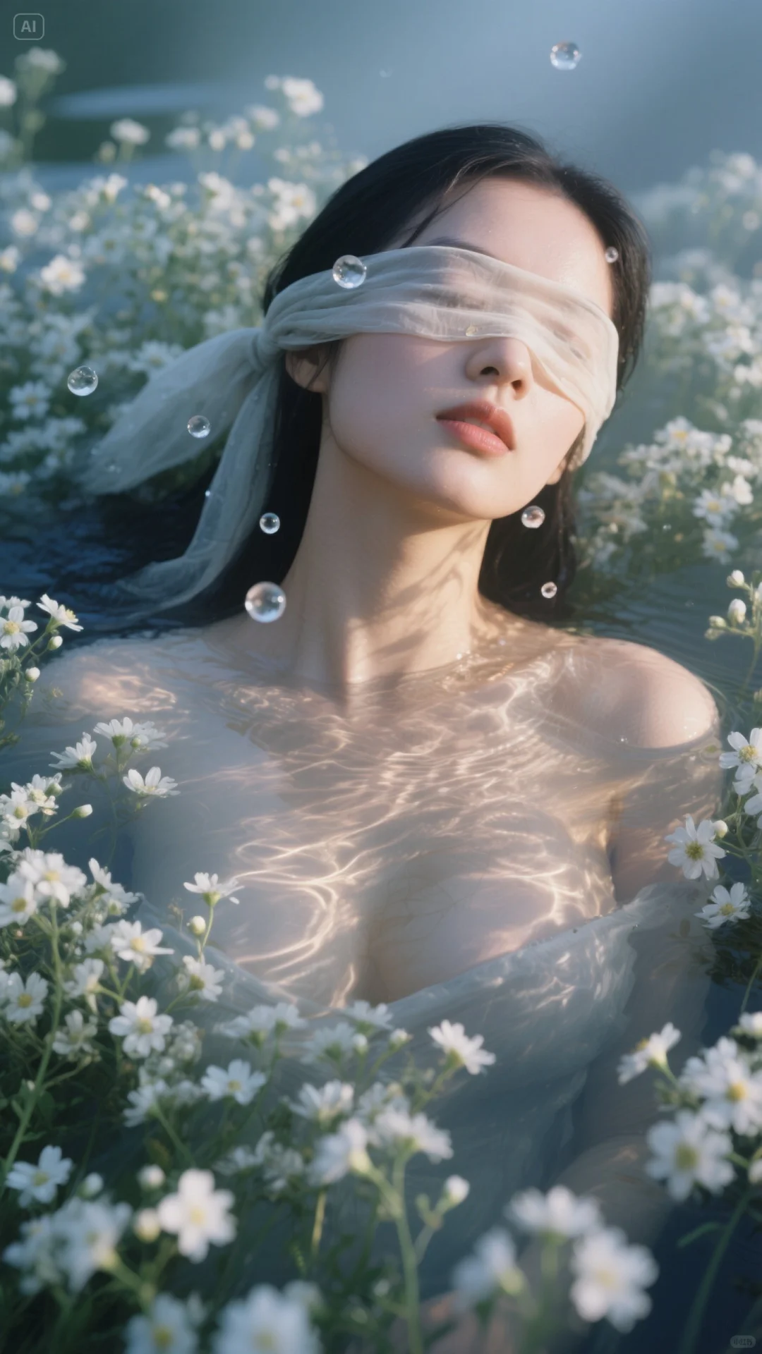 花丛中的少女，光与水的交响。