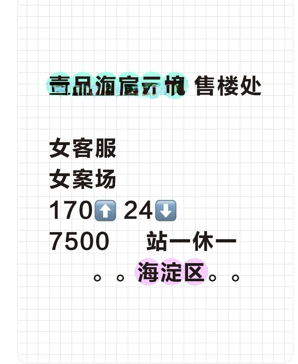 售楼处 女客服 案场接待员 7500 经验优先