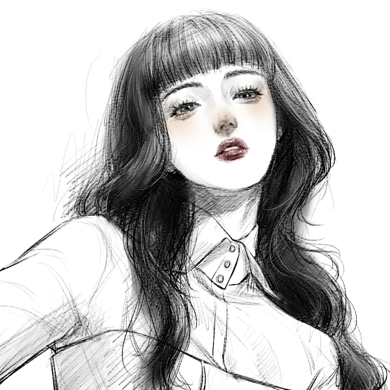 临摹控笔练习【69-100】女头像