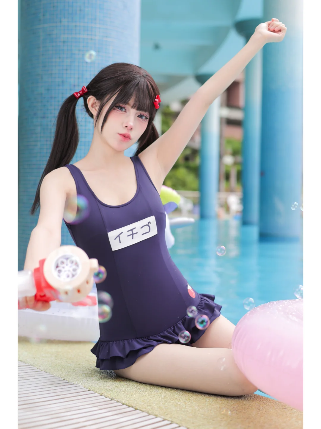 坠萌的草莓连体泳衣诞生啦！