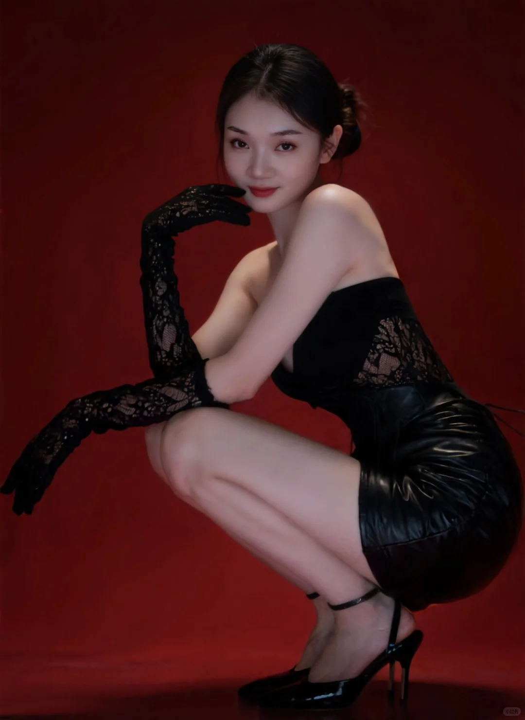 红底黑裙封神！纯欲钓系姐姐氛围感写真