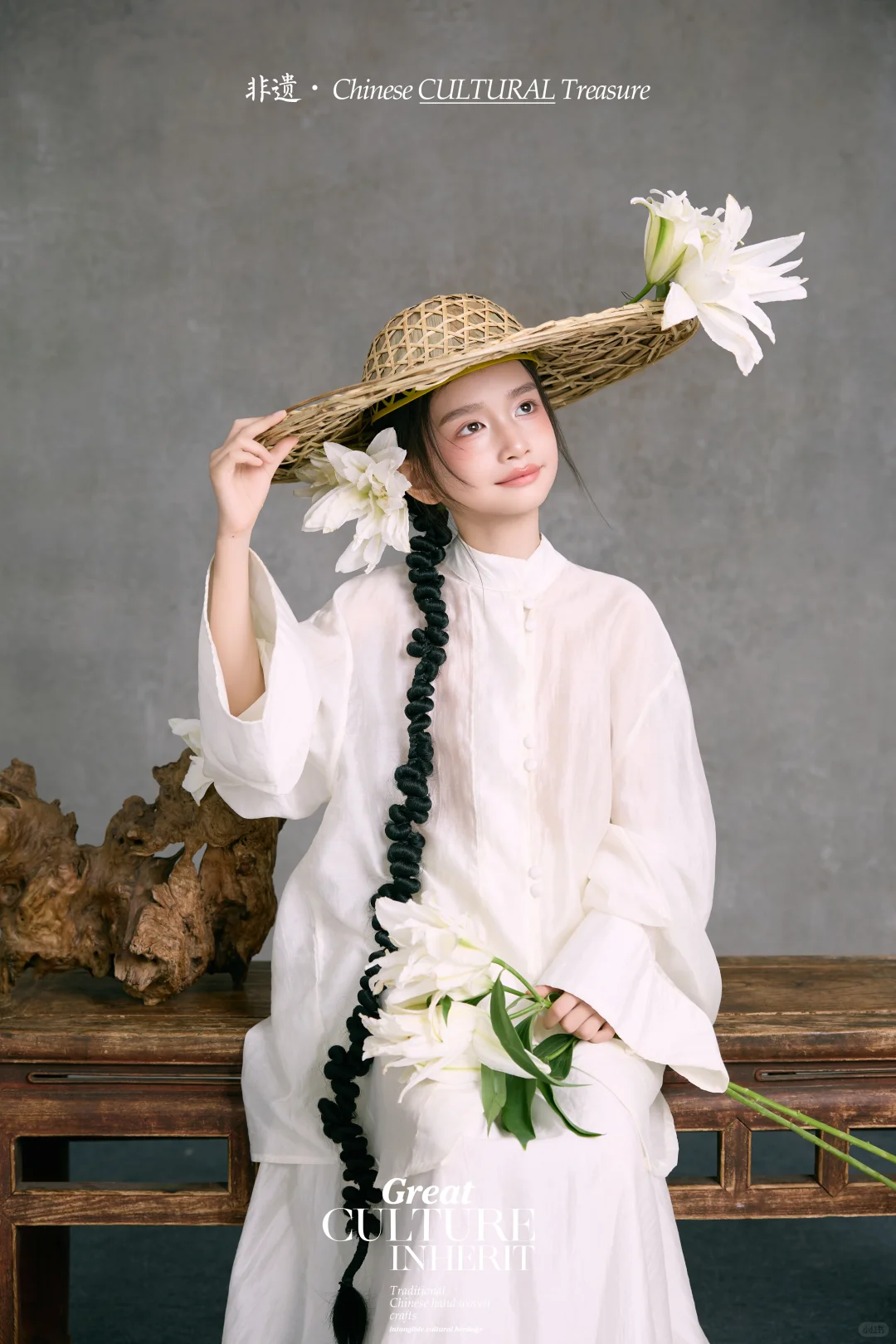 竹编帽檐下🎋藏着少女的东方诗意❗