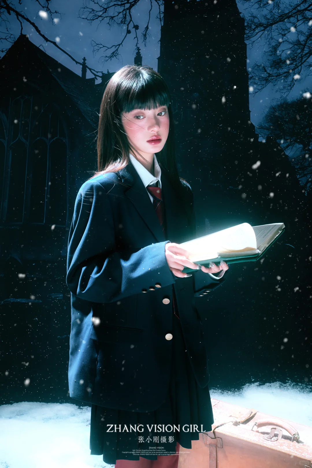 当雪花邂逅了夜❄️韩系少女雪景写真