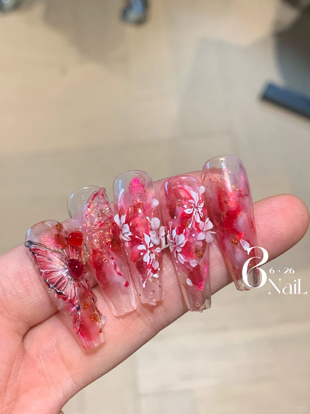 火鬼王配色 妖艳血蝶美甲💅