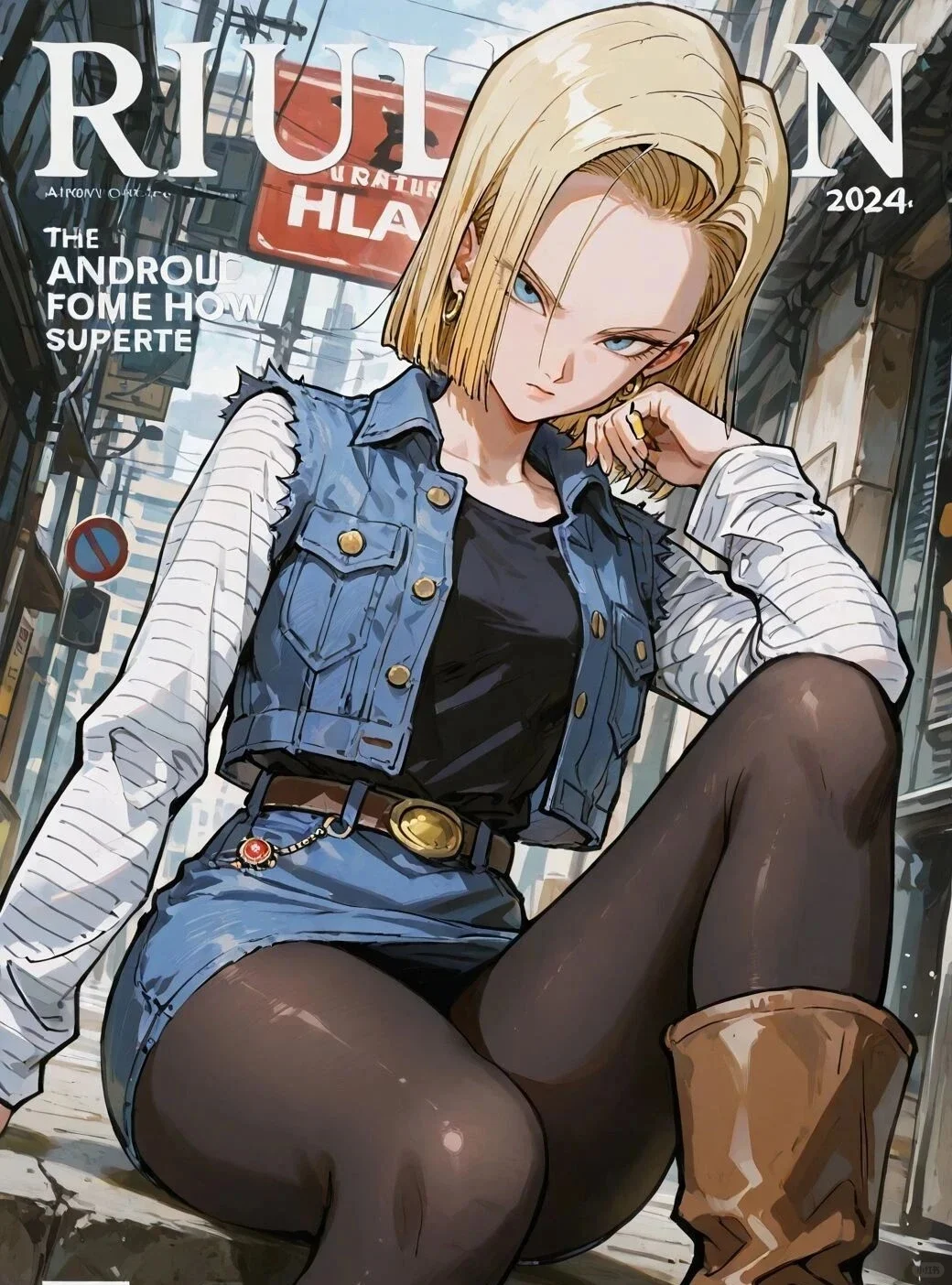 龙珠，龙珠：18号登时尚杂志封面！牛仔黑丝