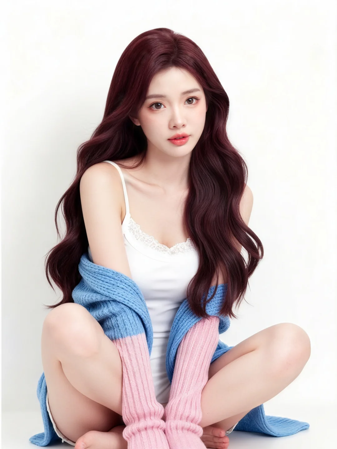 《纯欲风写真 | 白粉色调下的温柔少女》