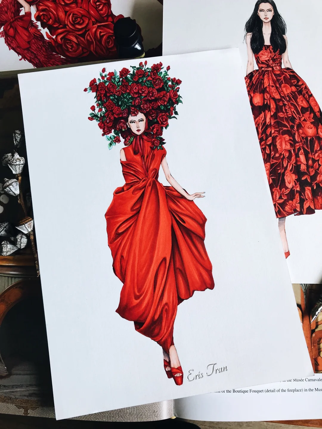 红色娇艳你如今几岁❤️服装插画