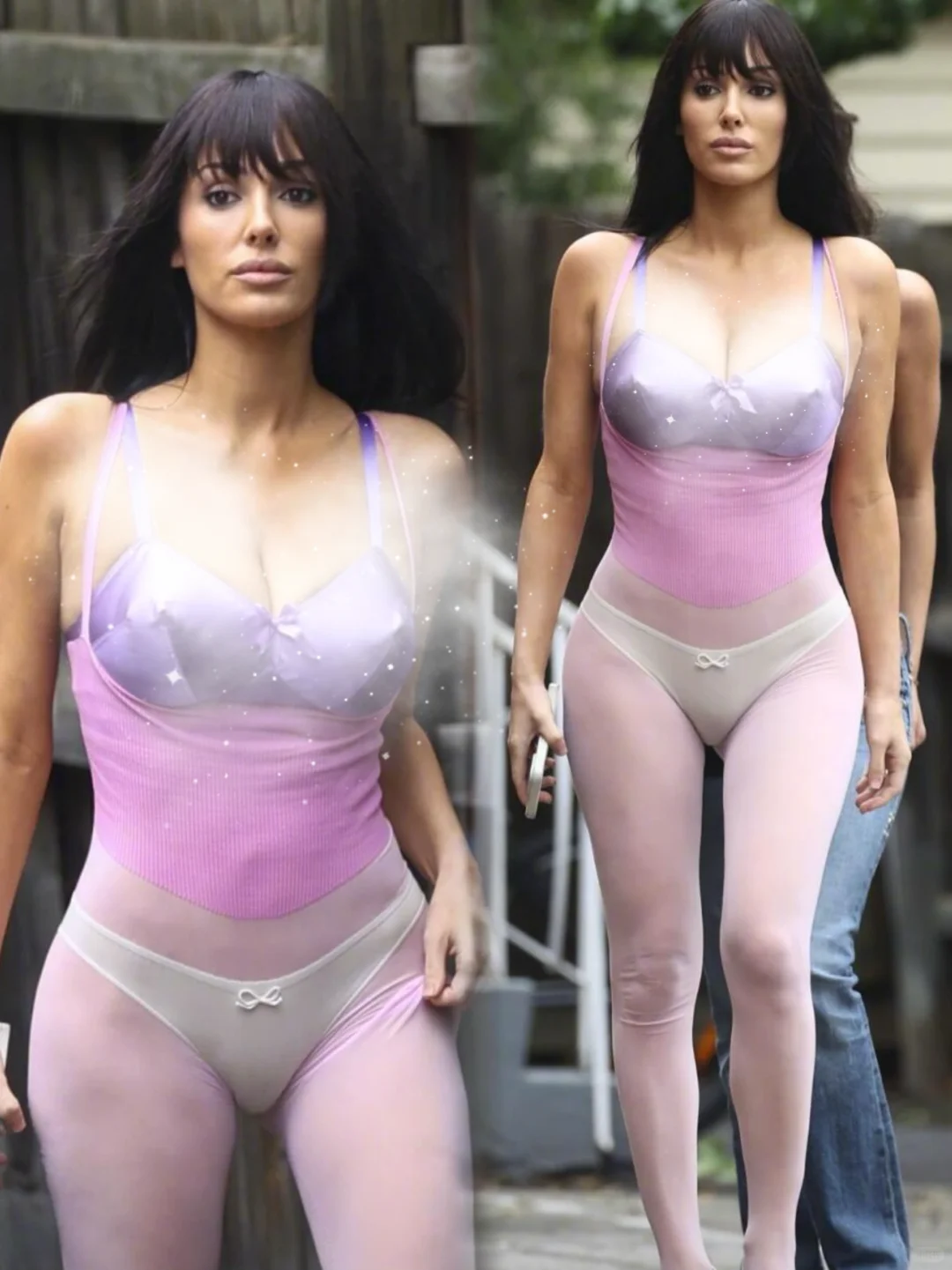 比安卡这一身穿搭真够新颖的