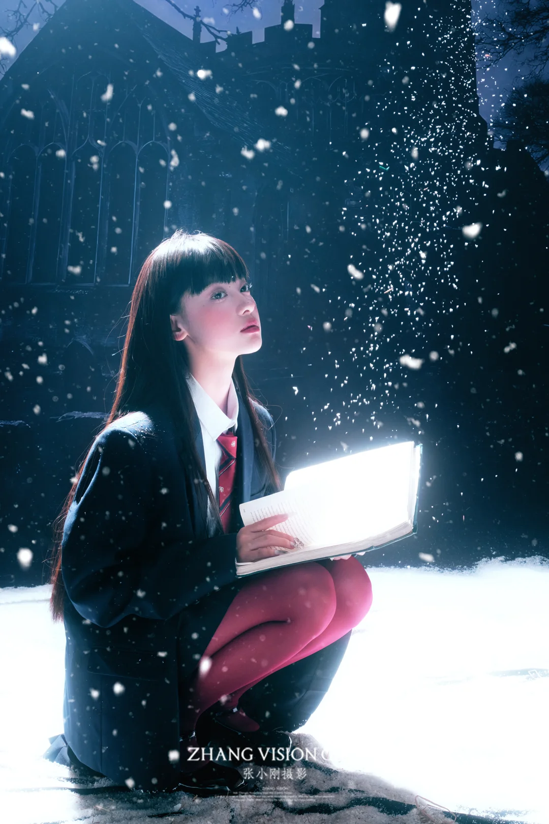 当雪花邂逅了夜❄️韩系少女雪景写真