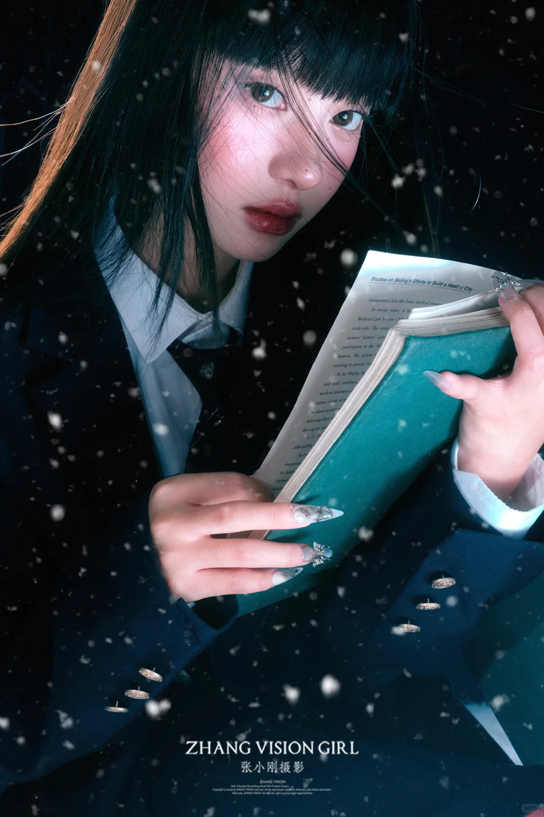 当雪花邂逅了夜❄️韩系少女雪景写真