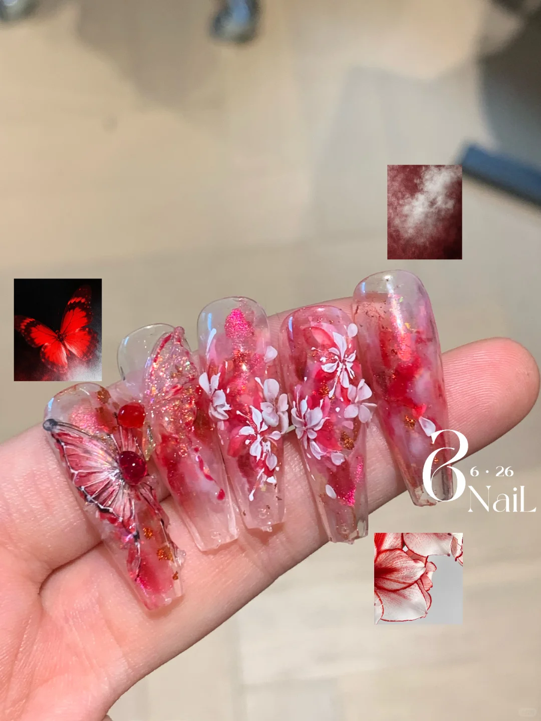 火鬼王配色 妖艳血蝶美甲💅