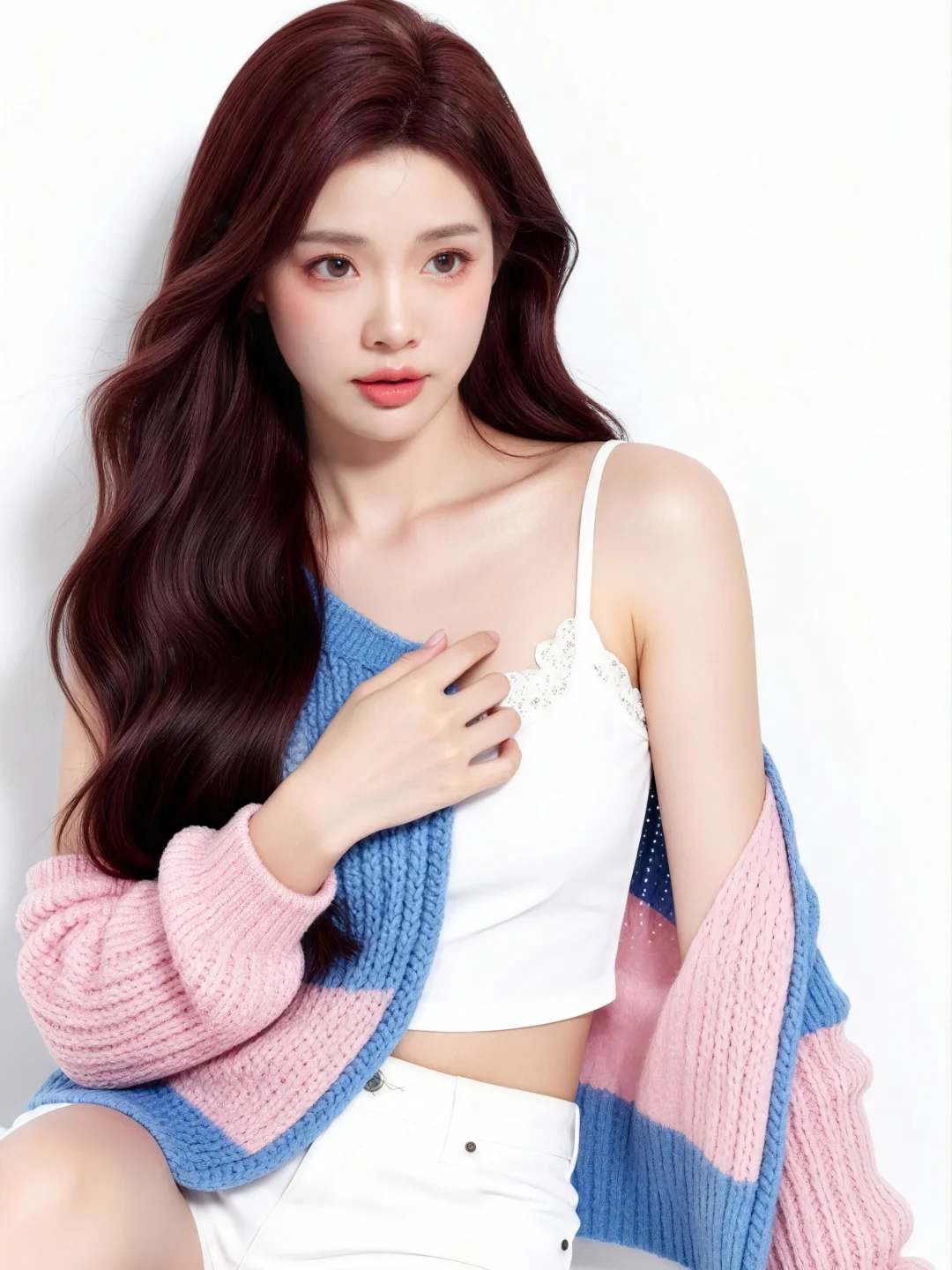 《纯欲风写真 | 白粉色调下的温柔少女》