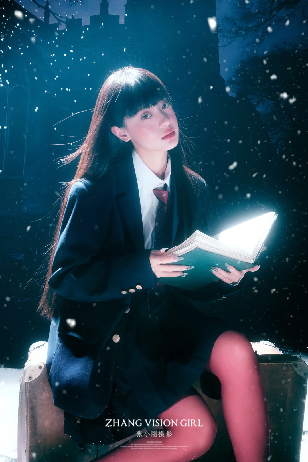 当雪花邂逅了夜❄️韩系少女雪景写真