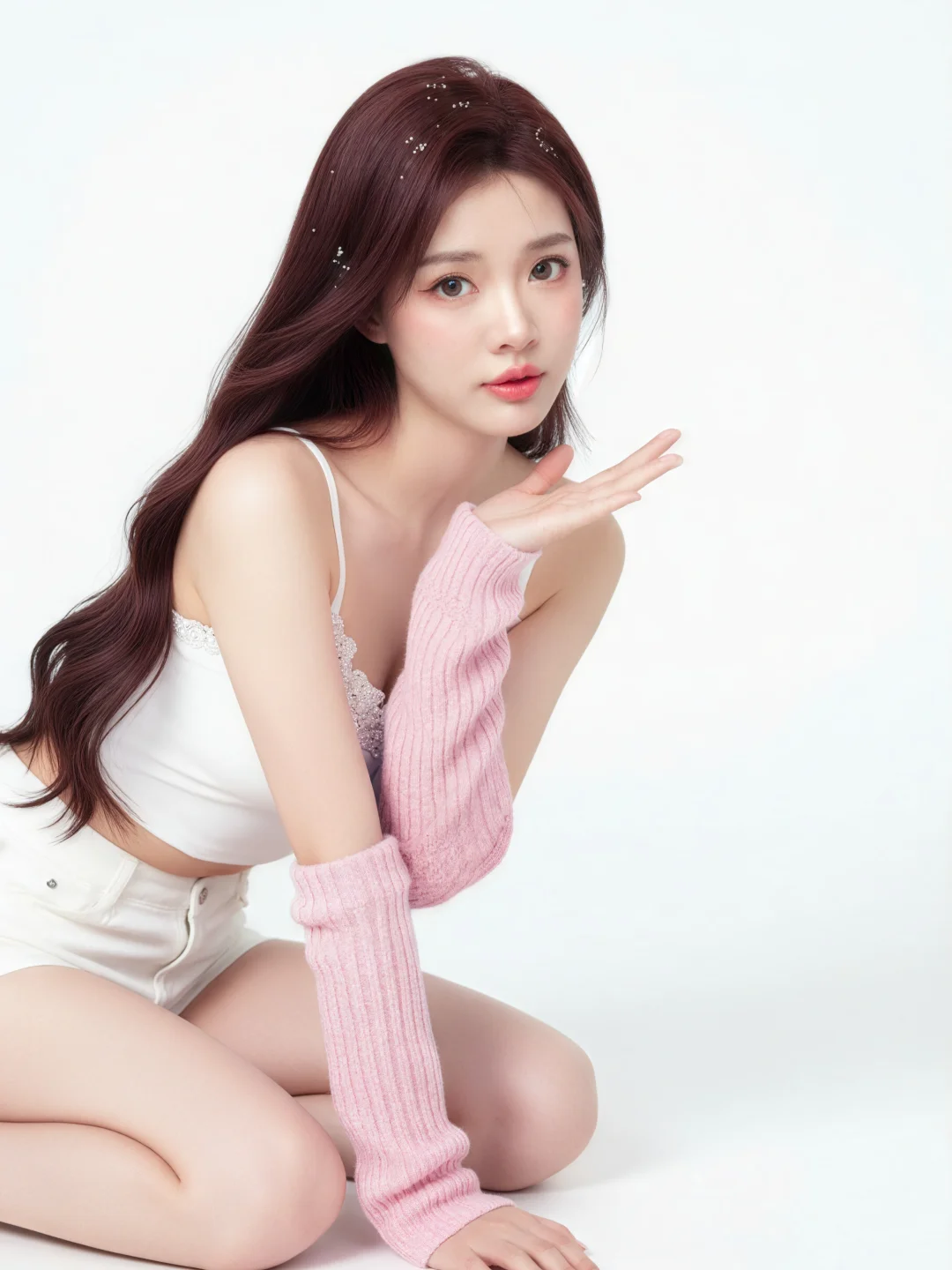 《纯欲风写真 | 白粉色调下的温柔少女》