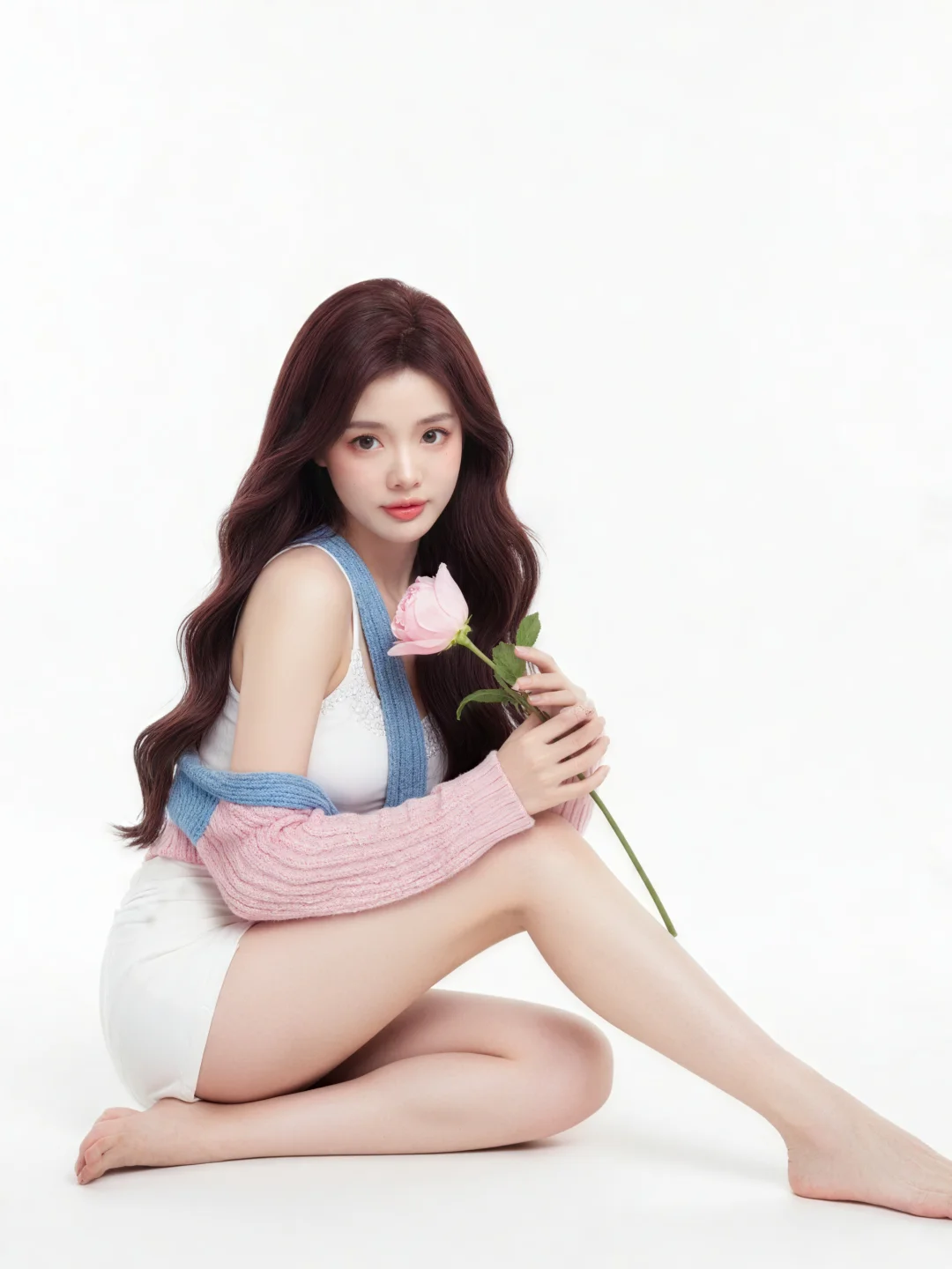 《纯欲风写真 | 白粉色调下的温柔少女》