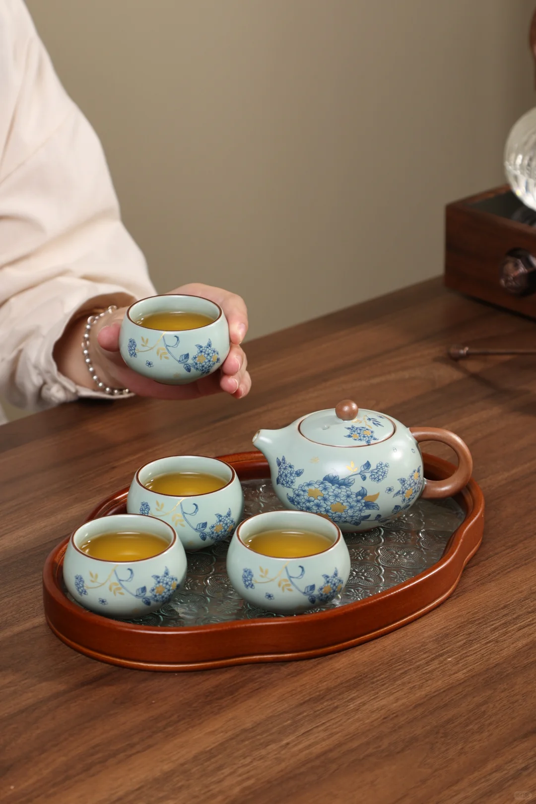 一抹天青色✅汝窑西施壶茶具分享✨