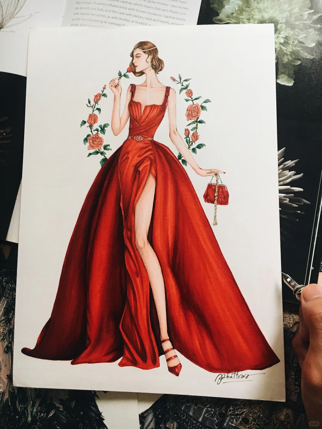 红色娇艳你如今几岁❤️服装插画