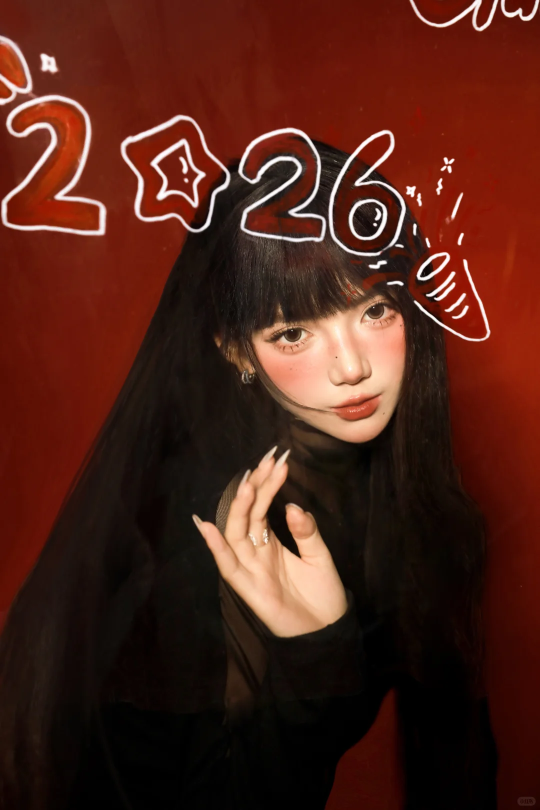 甜御双修❤️‍🔥红底➕黑长直写真的魅力拉🈵