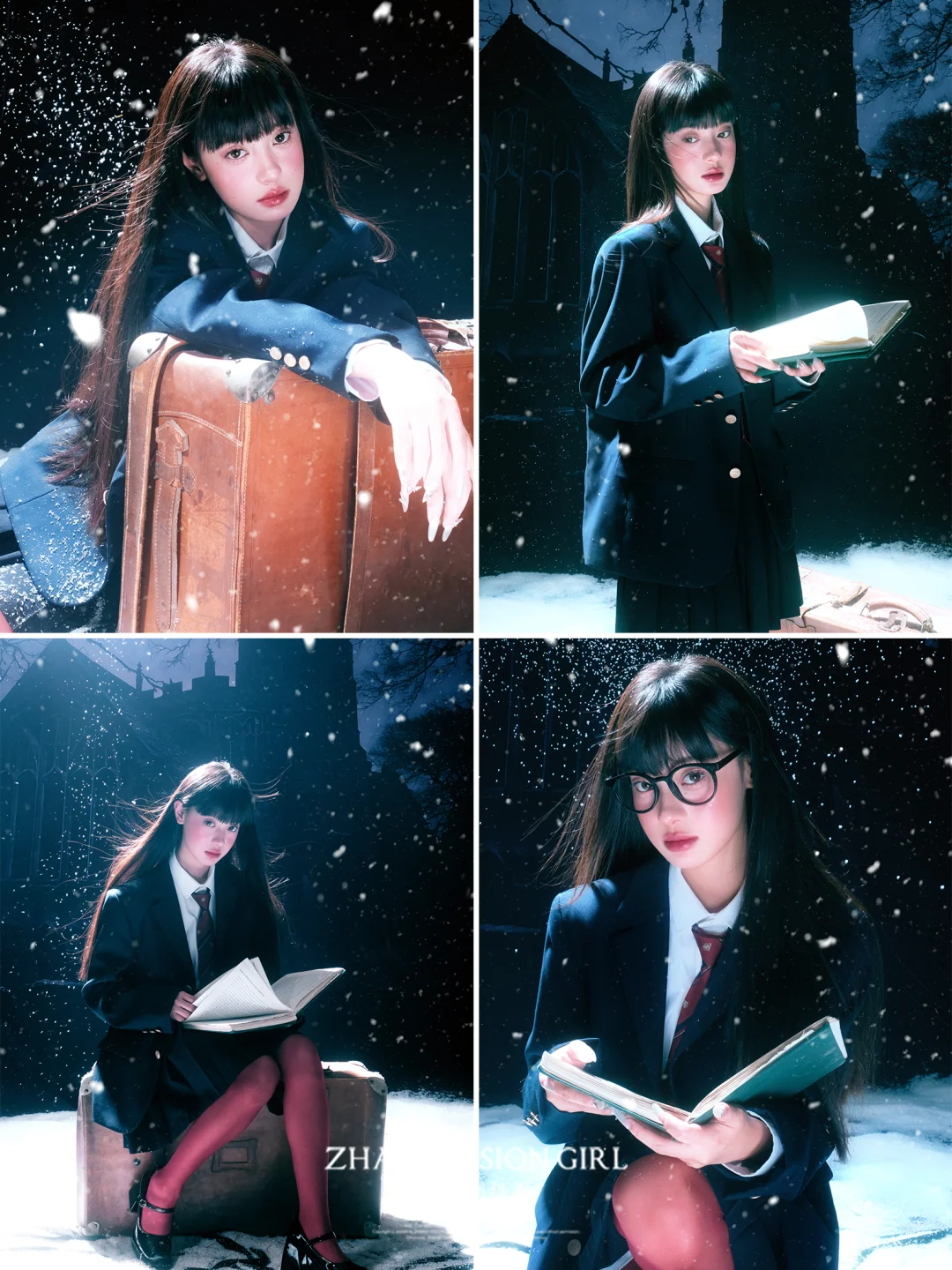 当雪花邂逅了夜❄️韩系少女雪景写真