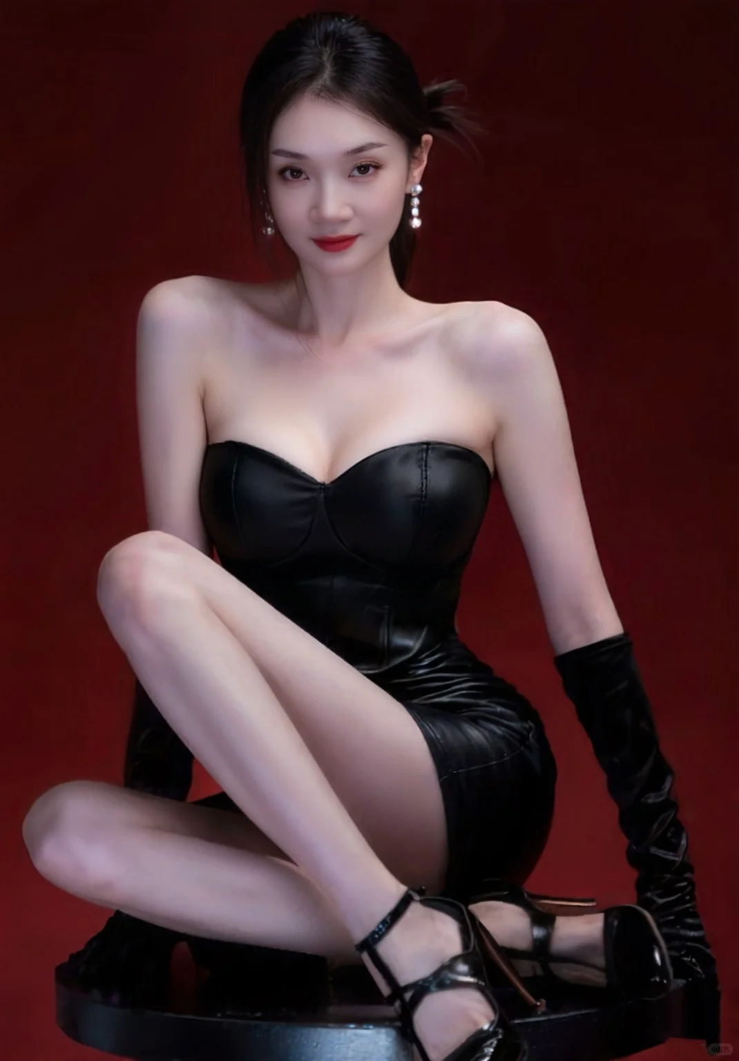 红底黑裙封神！纯欲钓系姐姐氛围感写真