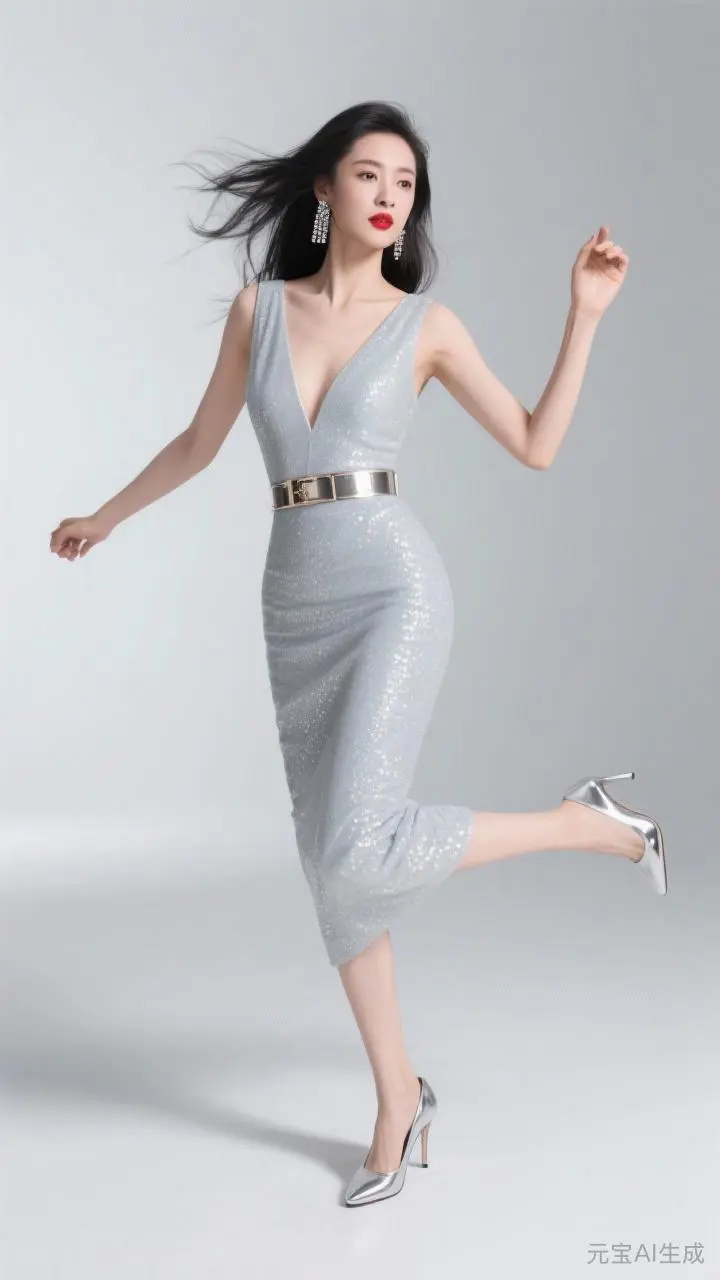 银色礼服裙的时尚魅力，是高贵的象征