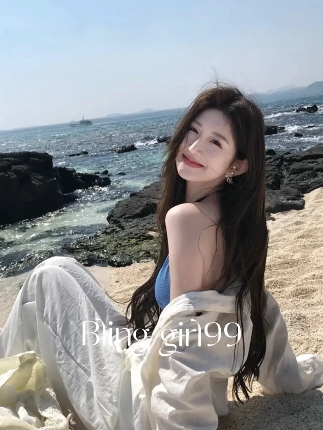 海岛度假🌊蓝条纹盐系bikini尊嘟太出片啦～