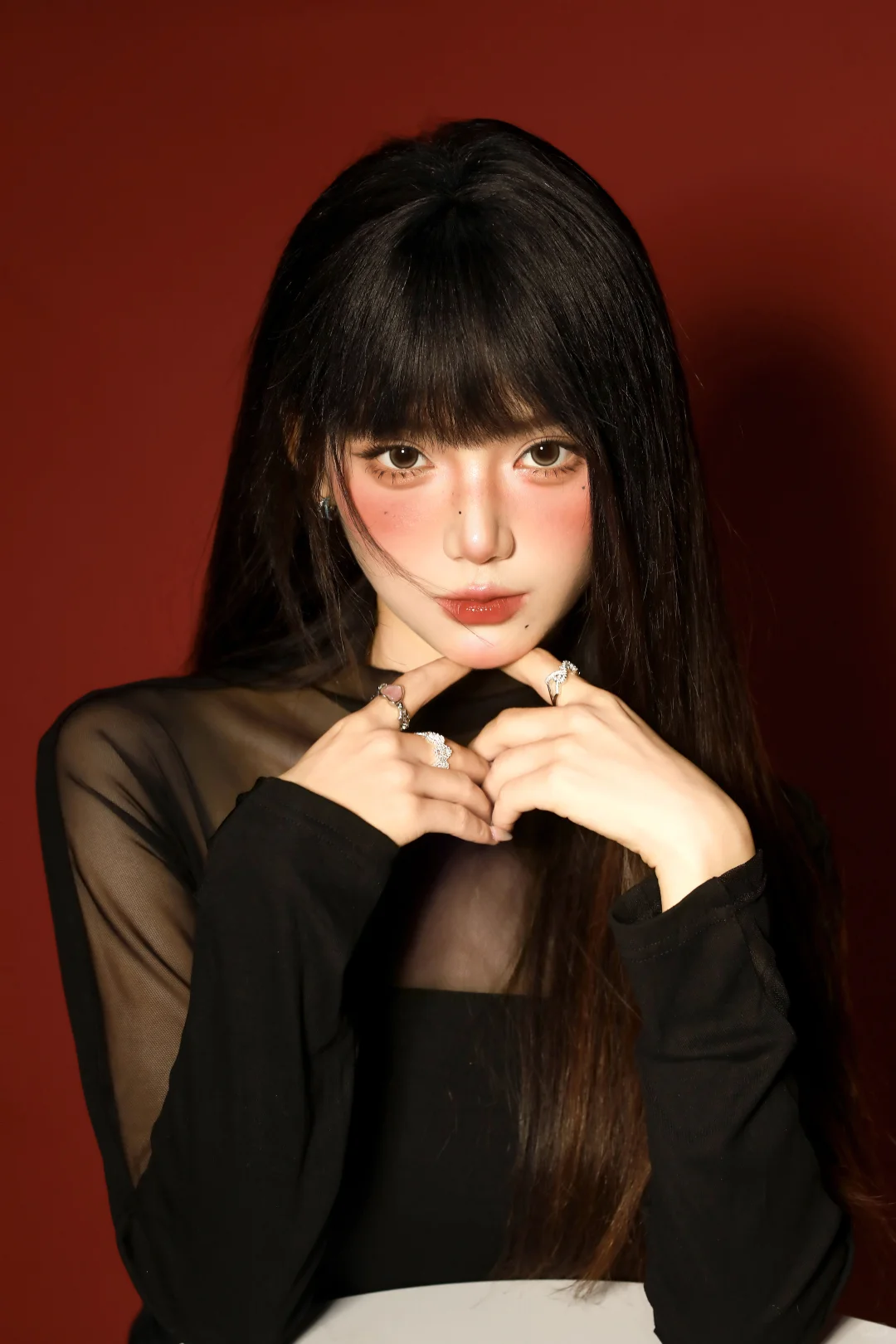 甜御双修❤️‍🔥红底➕黑长直写真的魅力拉🈵