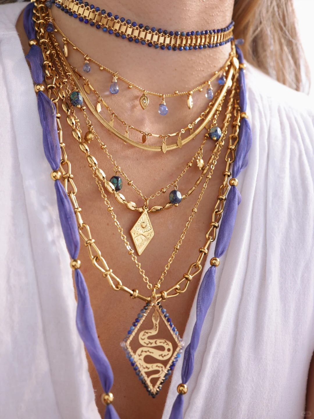 项链叠戴分享｜“蓝夜” 蓝色系宝石的妖艳🌌🌙