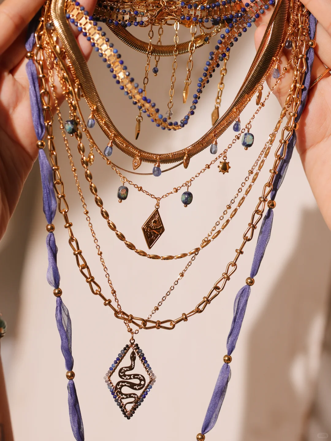 项链叠戴分享｜“蓝夜” 蓝色系宝石的妖艳🌌🌙