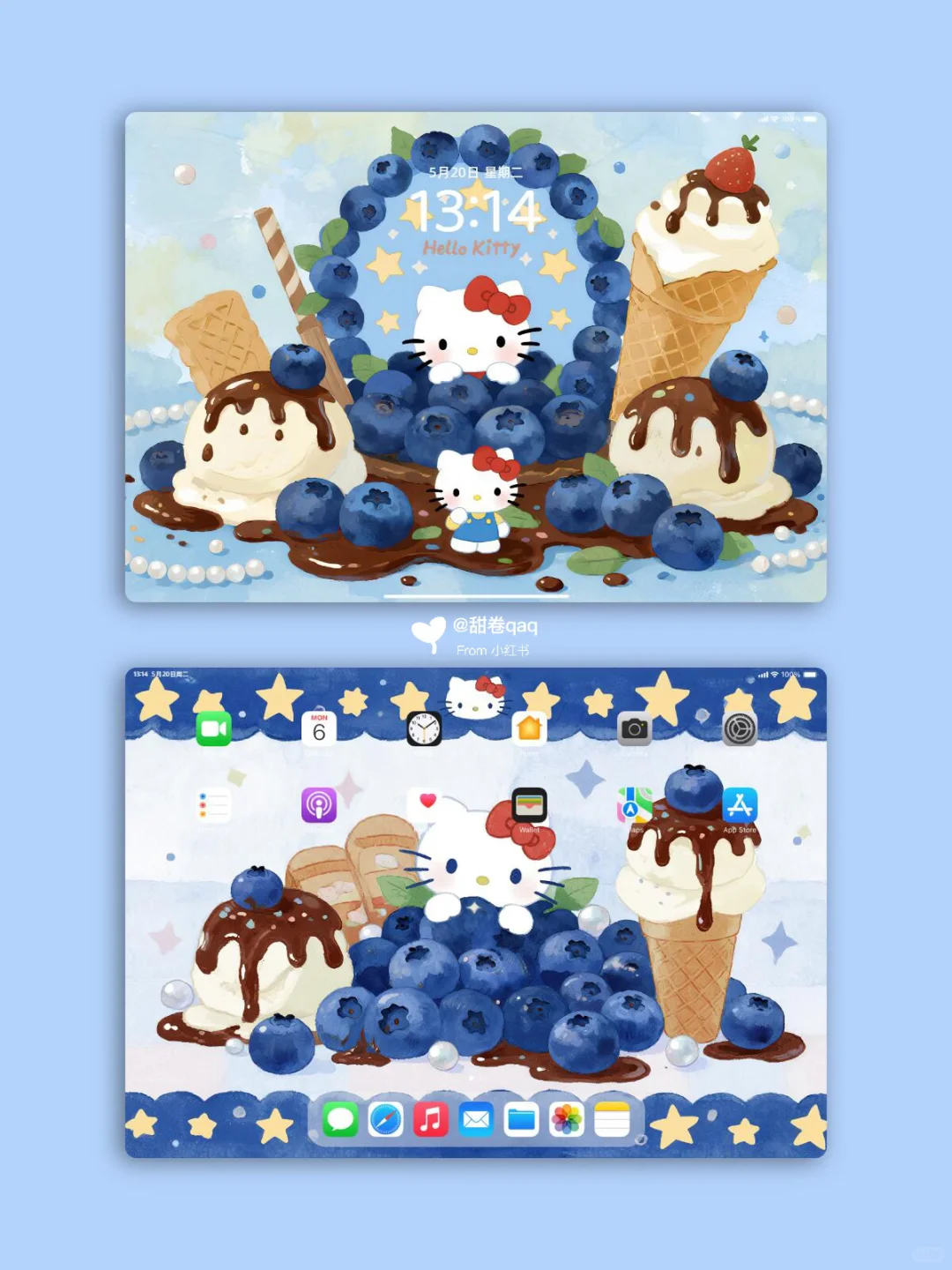 Hello Kitty（蓝莓冰淇淋）&平板壁纸