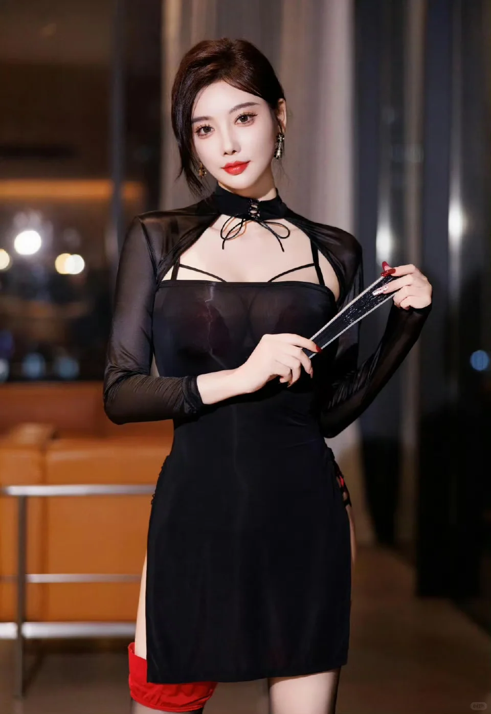 杨晨晨黑色旗袍写真