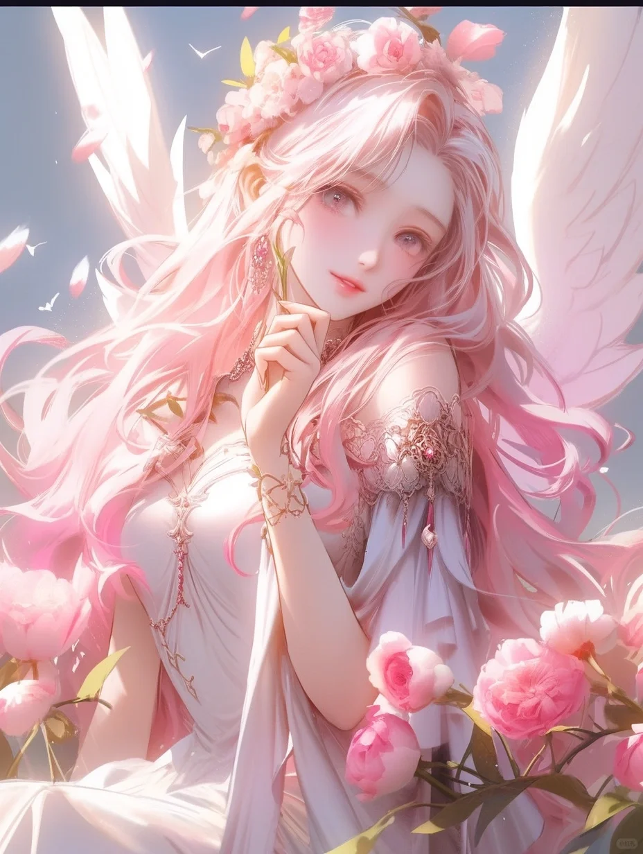 唯美头像|唯美纯净天使羽翼蔷薇花朵美少女3