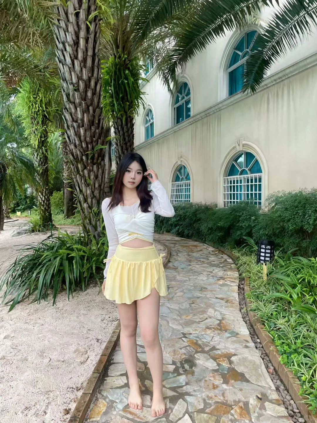 🧀奶呼呼的黄色分体裙式泳衣💕温柔又可爱~