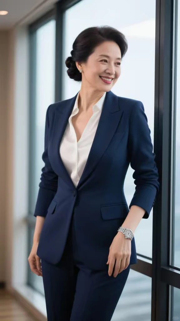 职场成熟品味，48岁韵味阿姨的自信密码