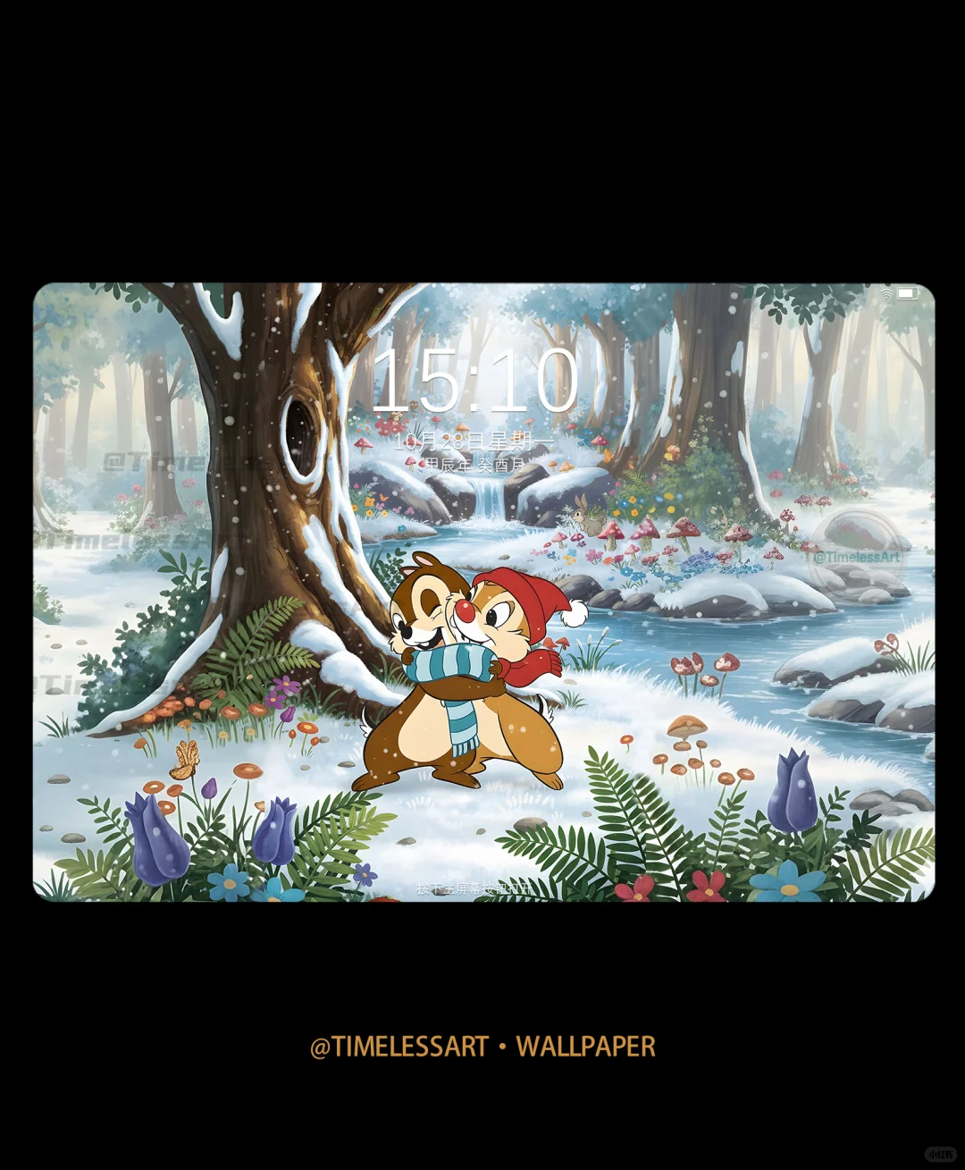 P403 奇奇蒂蒂ipad壁纸 冬天的好朋友💞