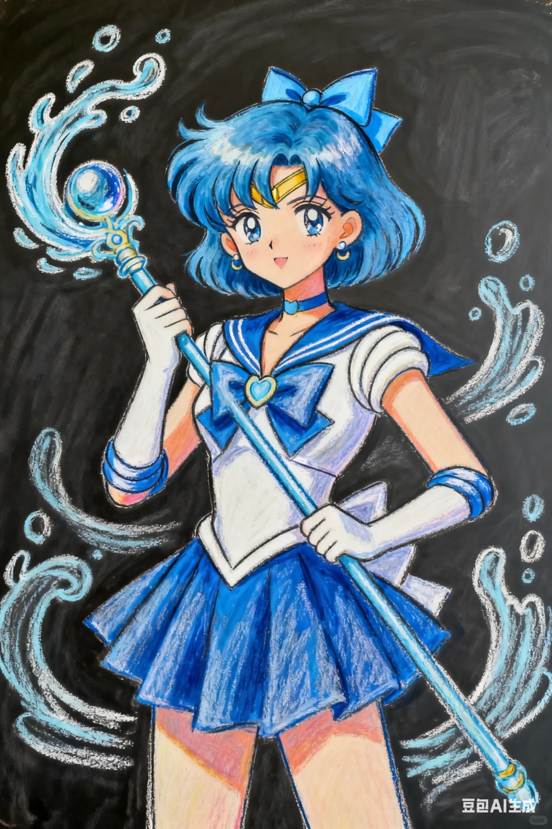 美少女战士全人物粉笔画