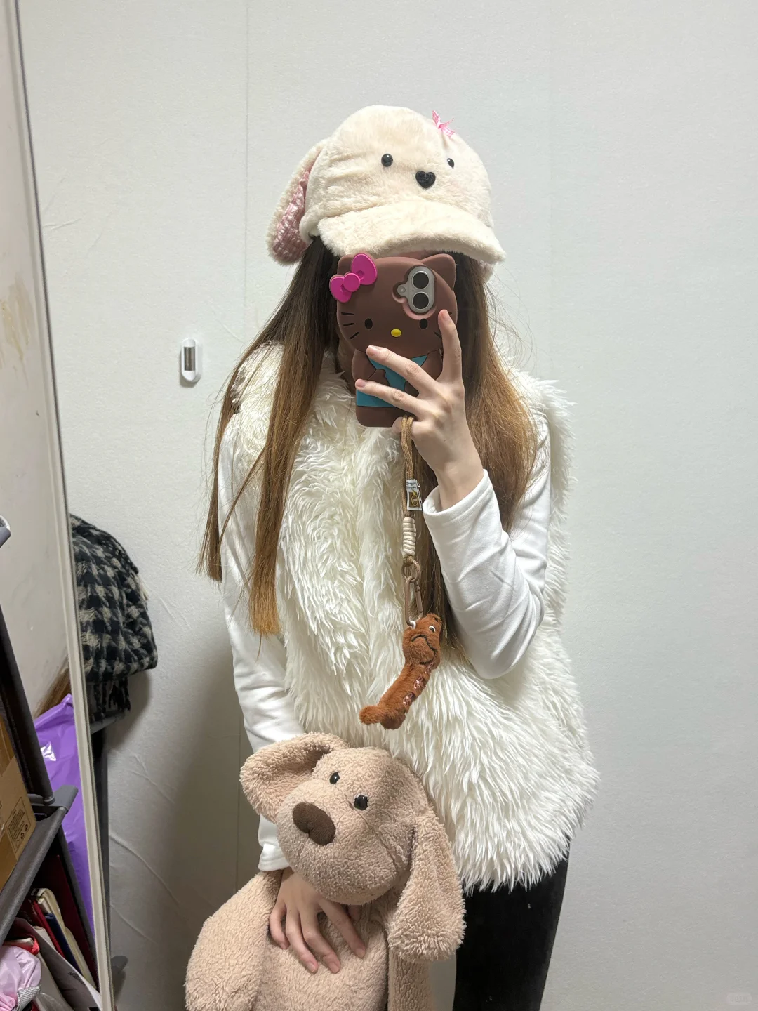 153｜毛茸马甲软fufu显腿长，被闺蜜追着问🔗