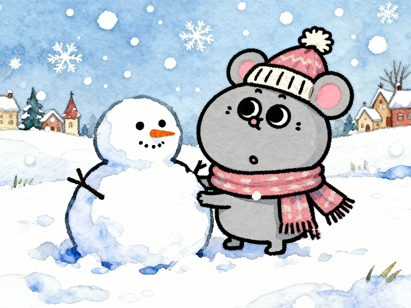 大鼠⛄️快乐雪天生活❄️平板壁纸