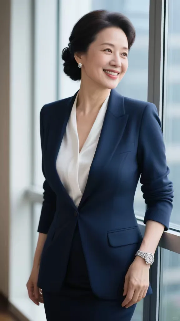 职场成熟品味，48岁韵味阿姨的自信密码