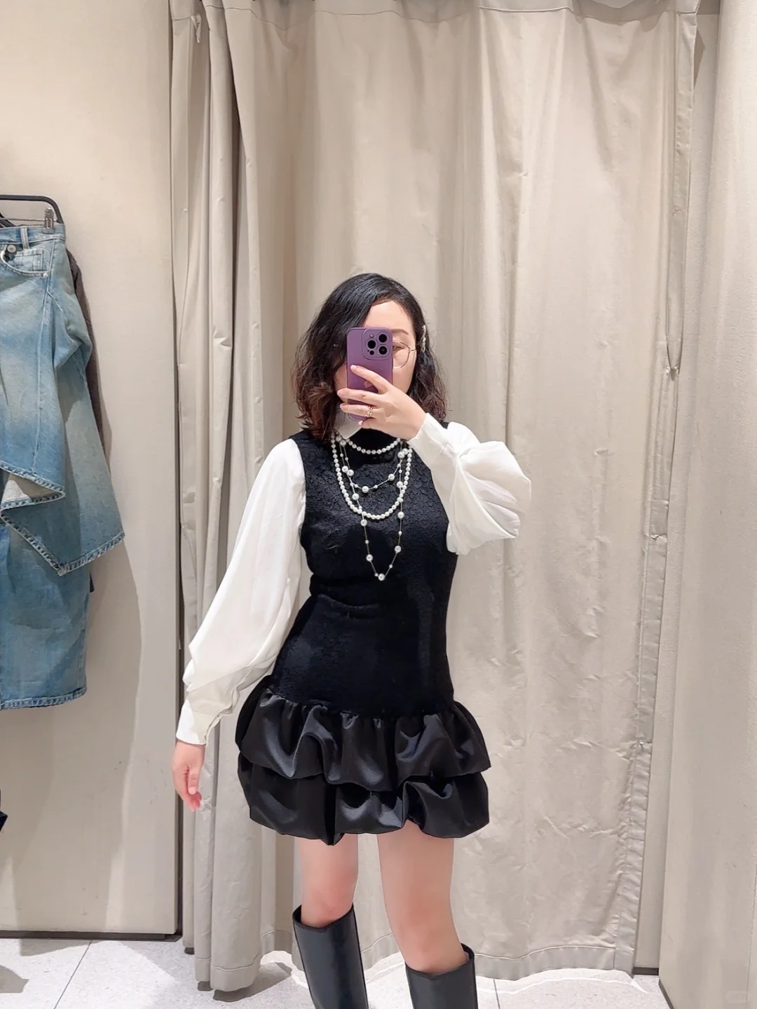 敢实况无修的白衬衫，搭配ZARA裙子不要泰美