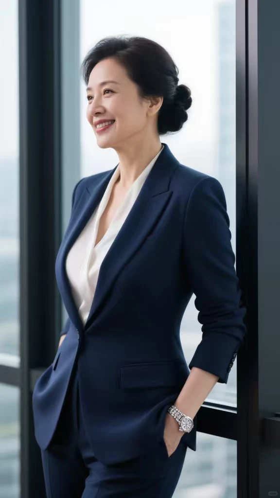 职场成熟品味，48岁韵味阿姨的自信密码