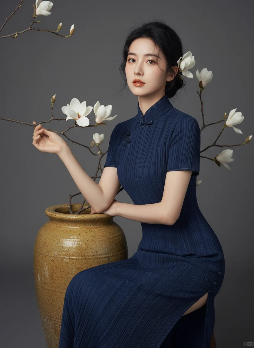 AI也太会拿捏氛围感了！旗袍写真韵味十足！